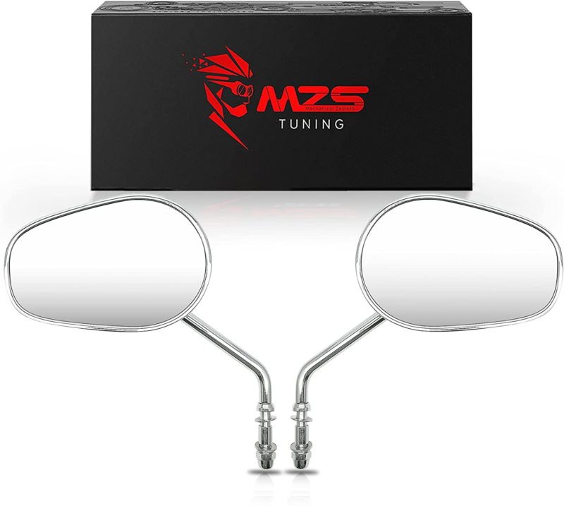 MZS Motorcycle Mirrors Chrome - Rear View Adjustment Shining Side - MZS ...