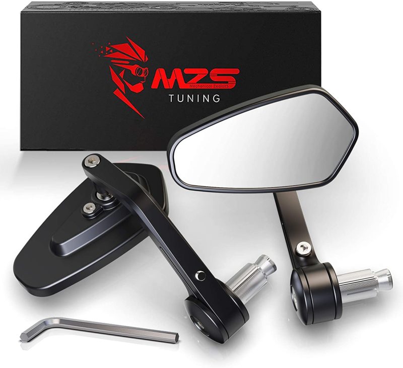 MZS Motorcycle Mirrors Bar End Mirrors 7/8 Universal Motorcycle Rear View  Mirror Standard Hollow Side Arrow Black - MZS Mechanical ZealotS, Motorcycle Super retailer